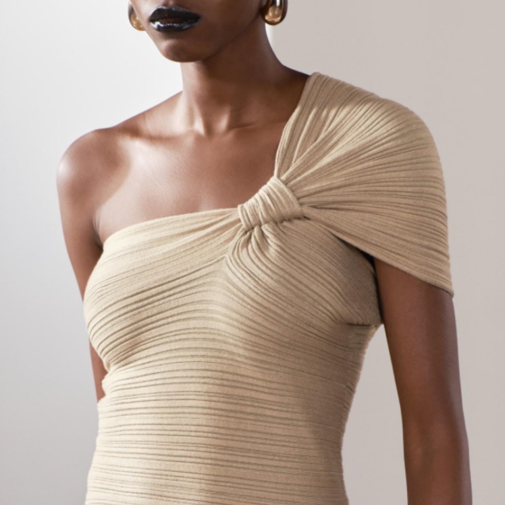 Zara Ribbed Knit Assymetrical Top